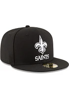 New Era Orleans Saints Mens Black White Logo 59FIFTY Fitted Hat