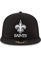 New Era Orleans Saints Mens Black White Logo 59FIFTY Fitted Hat