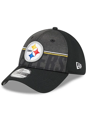 New Era Pittsburgh Steelers Mens Black 2023 Training Camp 39THIRTY Modern Flex Hat
