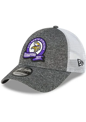 New Era Minnesota Vikings 2022 Division Champions LR 9FORTY Adjustable Hat - Graphite