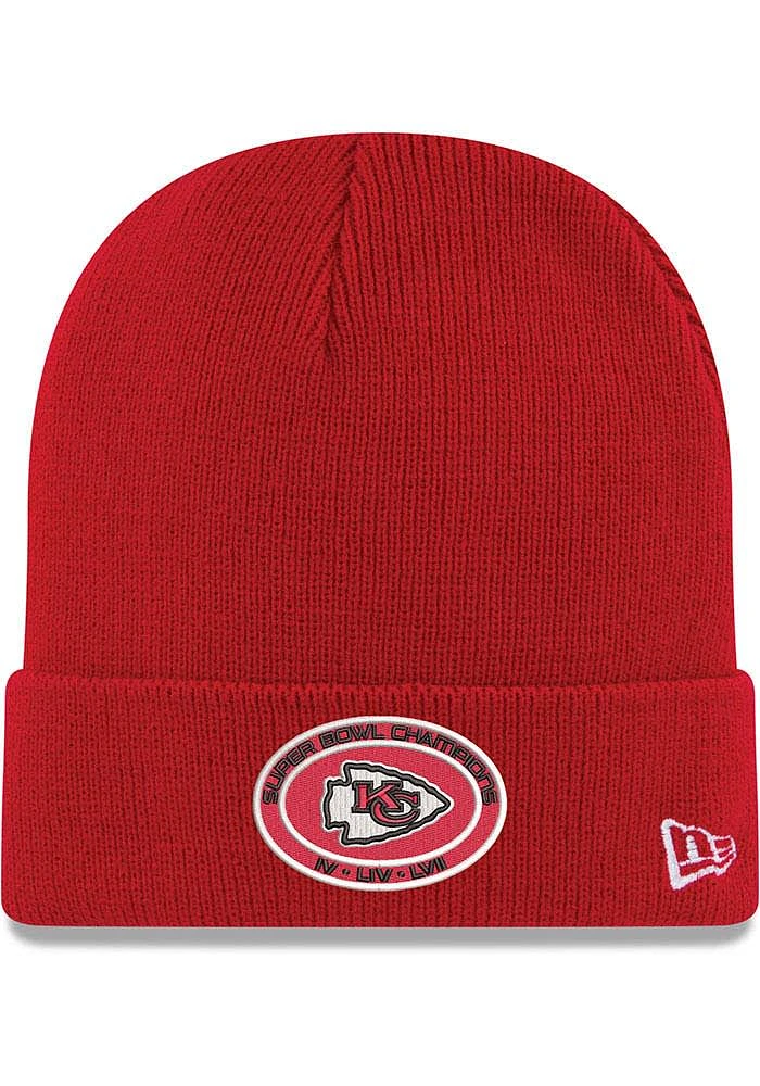 New Era Kansas City Chiefs Red 2022 Super Bowl Multi-Champ Cuff Mens Knit Hat