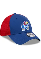 New Era Kansas Jayhawks Mens Blue Evergreen  Team Neo 39THIRTY Flex Hat