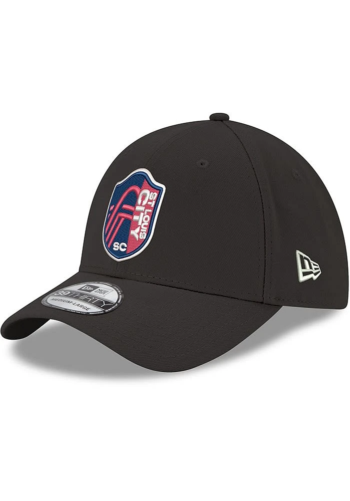 New Era St Louis City SC Mens Black Primary Crest 39THIRTY Flex Hat
