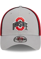 New Era Ohio State Buckeyes Mens Grey Pipe Neo 39THIRTY Flex Hat