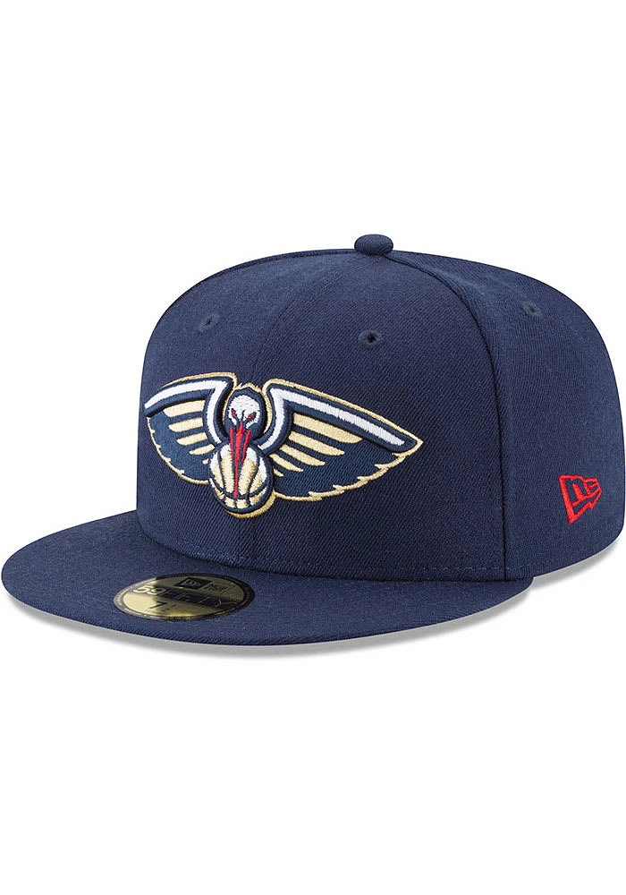 New Era Orleans Pelicans Mens Navy Blue Primary Logo 59FIFTY Fitted Hat