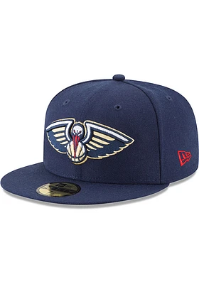 New Era Orleans Pelicans Mens Navy Blue Primary Logo 59FIFTY Fitted Hat