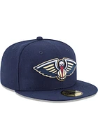New Era Orleans Pelicans Mens Navy Blue Primary Logo 59FIFTY Fitted Hat