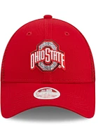 New Era Ohio State Buckeyes Red Logo Sparkle 9FORTY Womens Adjustable Hat