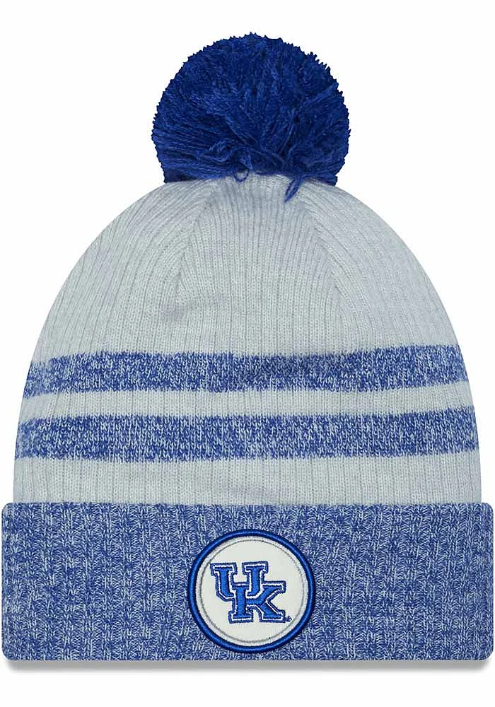 New Era Kentucky Wildcats Grey Patch Cuff Pom Mens Knit Hat