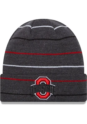 New Era Ohio State Buckeyes Black Rowed Cuff Mens Knit Hat