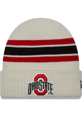 New Era Ohio State Buckeyes White Vintage Cuff Mens Knit Hat