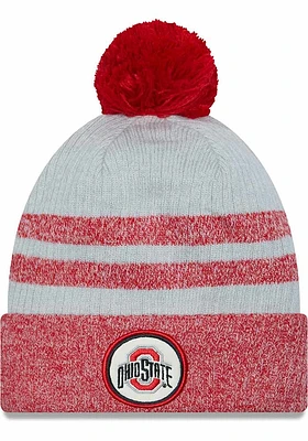 New Era Ohio State Buckeyes Black Patch Cuff Pom Mens Knit Hat