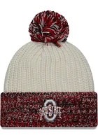 New Era Ohio State Buckeyes White Fresh Cuff Pom Womens Knit Hat