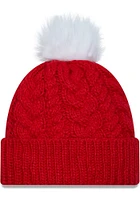 New Era Ohio State Buckeyes Red Pom Cuff Womens Knit Hat