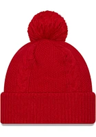 New Era Ohio State Buckeyes Red JR Cabled Cuff Pom Youth Knit Hat