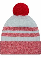 New Era Ohio State Buckeyes Red JR Patch Cuff Pom Youth Knit Hat