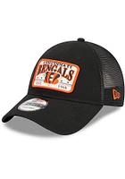 New Era Cincinnati Bengals Plate Trucker 9FORTY Adjustable Hat - Black