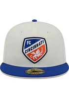 New Era FC Cincinnati Mens White Chrome 2T Evergreen 59FIFTY Fitted Hat