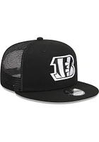 New Era Cincinnati Bengals Black BW Evergreen Trucker 9FIFTY Mens Snapback Hat