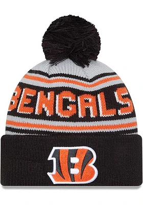 New Era Cincinnati Bengals Grey Evergreen Wordmark Pom Mens Knit Hat