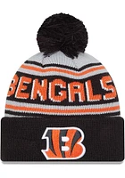 New Era Cincinnati Bengals Grey Evergreen Wordmark Pom Mens Knit Hat