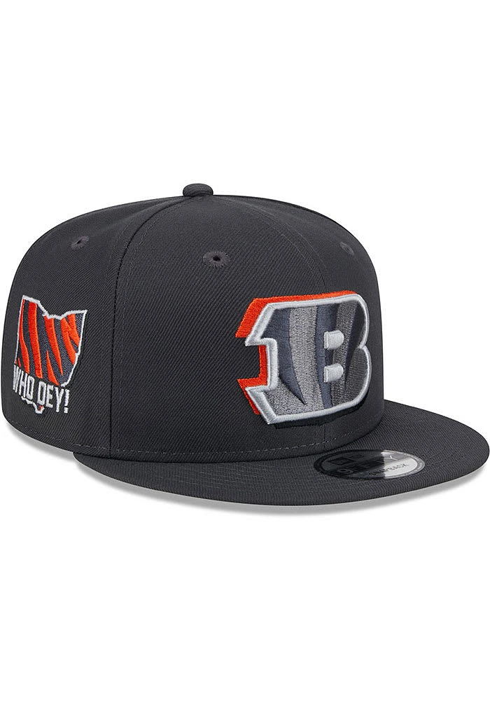 New Era Cincinnati Bengals Graphite 2024 NFL Draft 9FIFTY Mens Snapback Hat