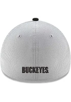 New Era Ohio State Buckeyes Mens White 2T Black Primary Logo Diamond 39THIRTY Flex Hat