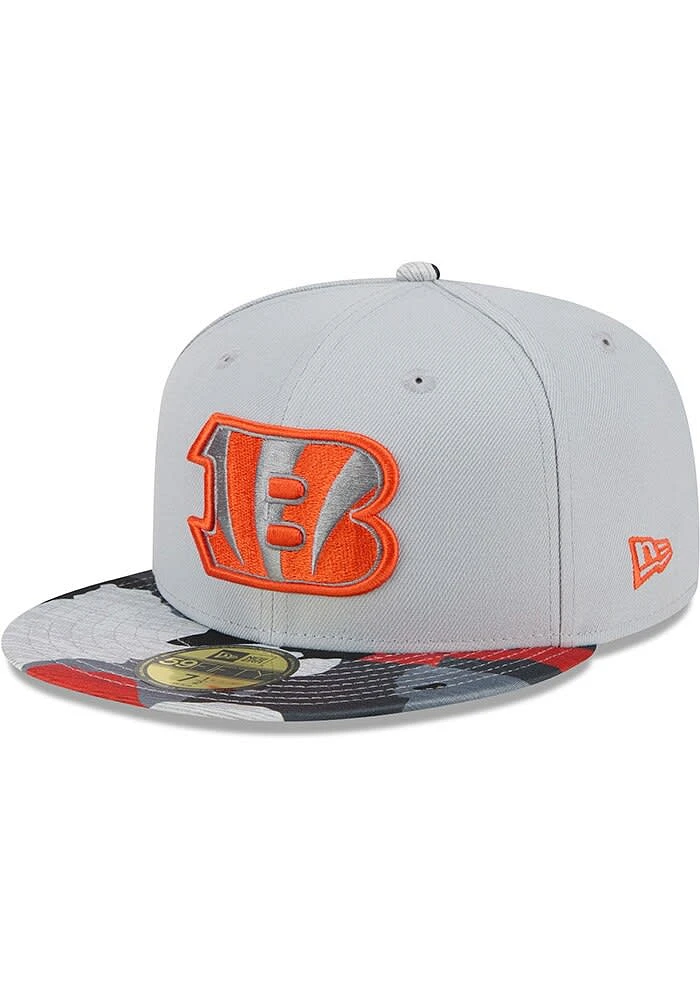 New Era Cincinnati Bengals Mens Grey Active Training Camo Visor 59FIFTY Fitted Hat