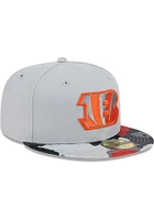 New Era Cincinnati Bengals Mens Grey Active Training Camo Visor 59FIFTY Fitted Hat