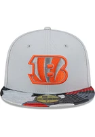 New Era Cincinnati Bengals Mens Grey Active Training Camo Visor 59FIFTY Fitted Hat