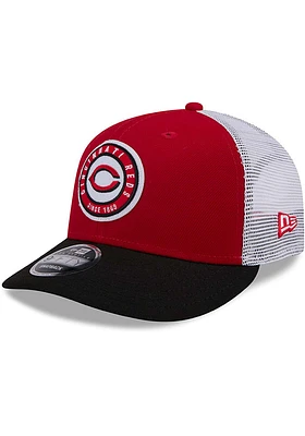 New Era Cincinnati Reds Throwback 3T Circular Trucker LP 9FIFTY Adjustable Hat - Red