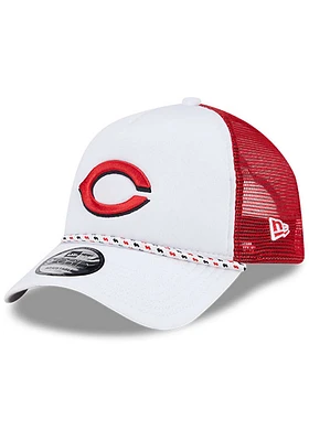 New Era Cincinnati Reds Court Sport Foam Rope Trucker Adjustable Hat - White