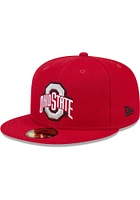 New Era Ohio State Buckeyes Mens Red Throwback Side Emb 59FIFTY Fitted Hat