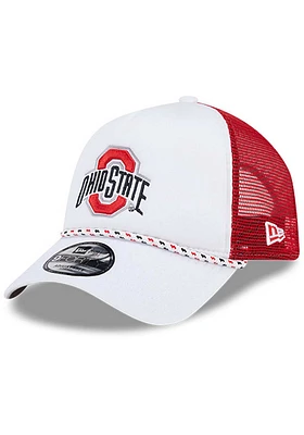 New Era Ohio State Buckeyes Court Sport Foam Rope Trucker Adjustable Hat - White