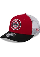 New Era Ohio State Buckeyes Throwback 3T Circular Trucker LP 9FIFTY Adjustable Hat - Red