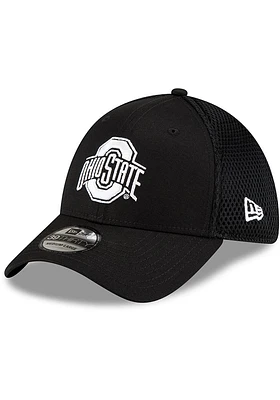 New Era Ohio State Buckeyes Mens Black and White Logo 39THIRTY Flex Hat