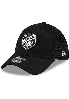 New Era FC Cincinnati Mens Black and White Logo 39THIRTY Flex Hat