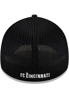 New Era FC Cincinnati Mens Black and White Logo 39THIRTY Flex Hat