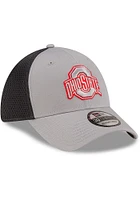 New Era Ohio State Buckeyes Mens Graphite and Grey Tonal Logo 39THIRTY Flex Hat