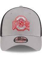 New Era Ohio State Buckeyes Mens Graphite and Grey Tonal Logo 39THIRTY Flex Hat