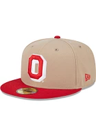 New Era Ohio State Buckeyes Mens Tan 2T Evergreen 59FIFTY Fitted Hat