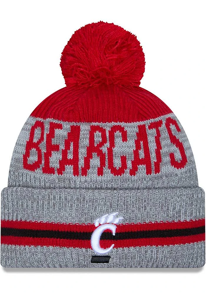 New Era Cincinnati Bearcats Grey Runner Cuff Pom Mens Knit Hat