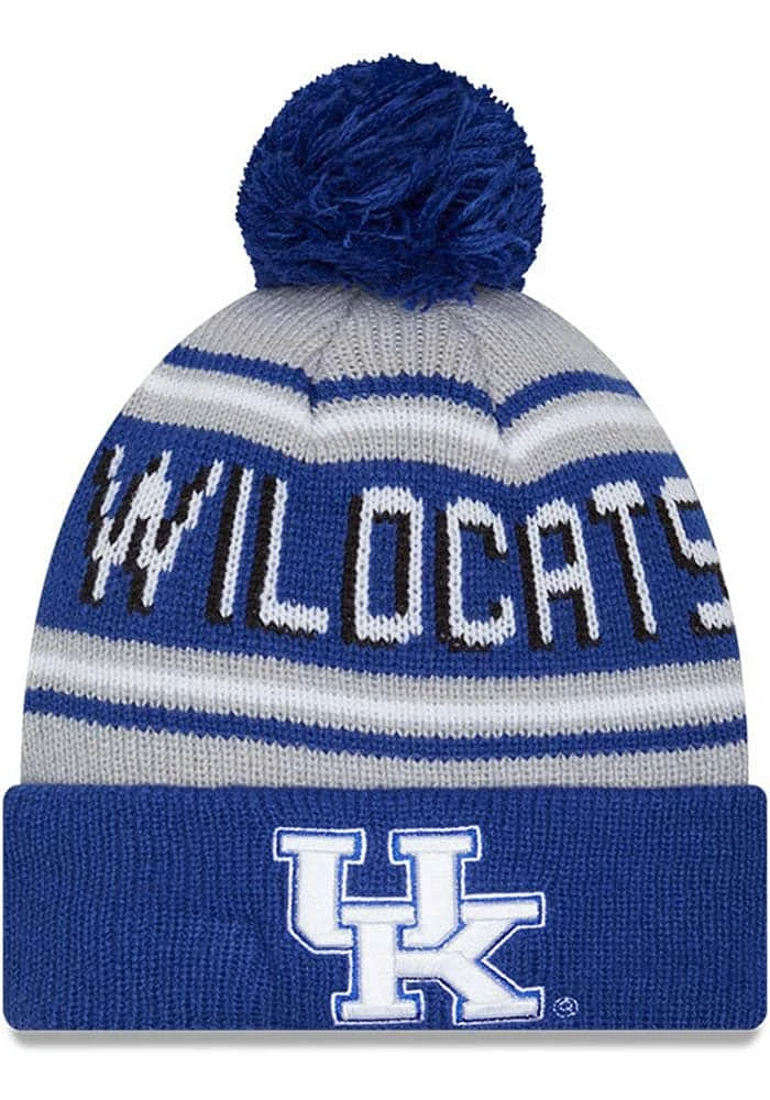 New Era Kentucky Wildcats Blue Evergreen Cuff Pom Mens Knit Hat