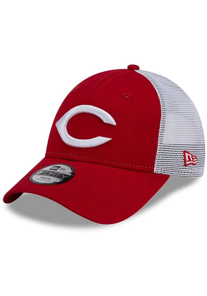 New Era Cincinnati Reds Red Evergreen Trucker JR 9FORTY Youth Adjustable Hat