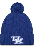 New Era Kentucky Wildcats Blue Cabled Color Cuff Pom Womens Knit Hat