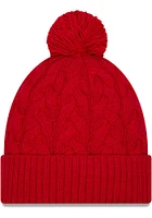 New Era Ohio State Buckeyes Red Cabled Color Cuff Pom Womens Knit Hat