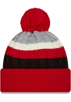 New Era Ohio State Buckeyes Red Cabled Cuff Pom Design Womens Knit Hat