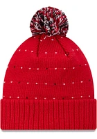 New Era Ohio State Buckeyes Red Labeled Cuff Pom Womens Knit Hat