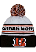 New Era Cincinnati Bengals White Banded JR Cuff Pom Youth Knit Hat