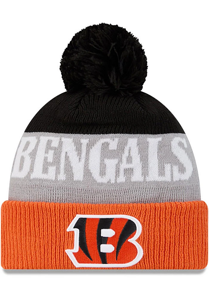 New Era Cincinnati Bengals Black Shaded JR Cuff Pom Youth Knit Hat